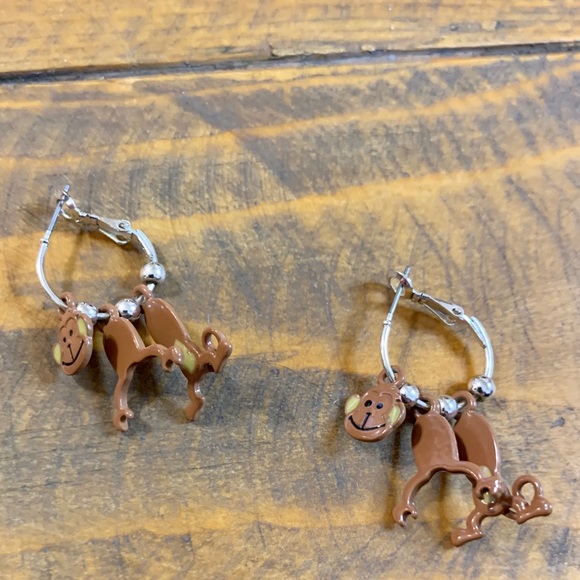 3/$20 Monkey Hoop Dangle Swing Earrings - Picture 7 of 7